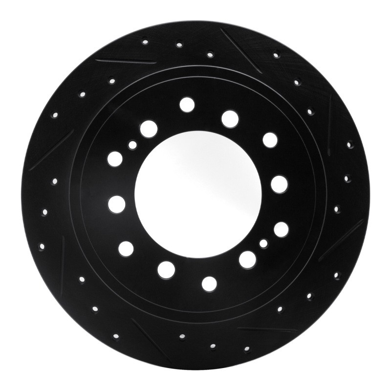 R1 For 10-24 Lexus GX460 Rear Right Drilled & Slotted Black Brake Rotor