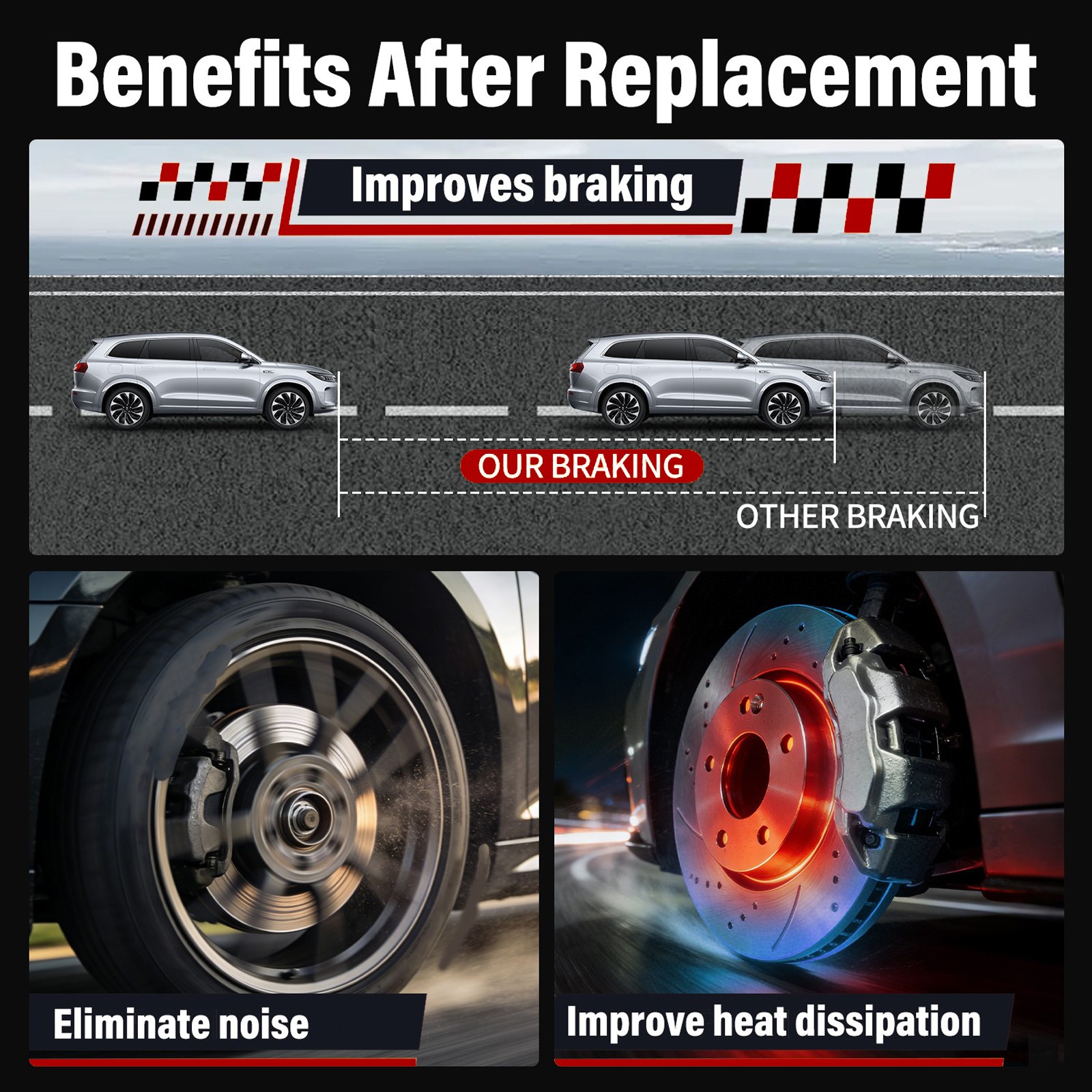 10.94” 278mm Front Disc Rotors Ceramic Brake Pads for Ford Focus Volvo C30 S40