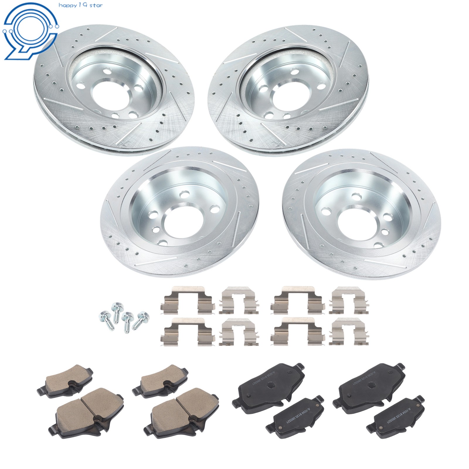Front & Rear Drilled Brake Rotor & Brake Pads For Mini Cooper F56/ F57 2015-2016