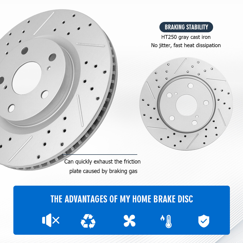 Front Drilled Disc Brake Rotors +Ceramic Pads Hardware For Lexus RX330 2004-2006