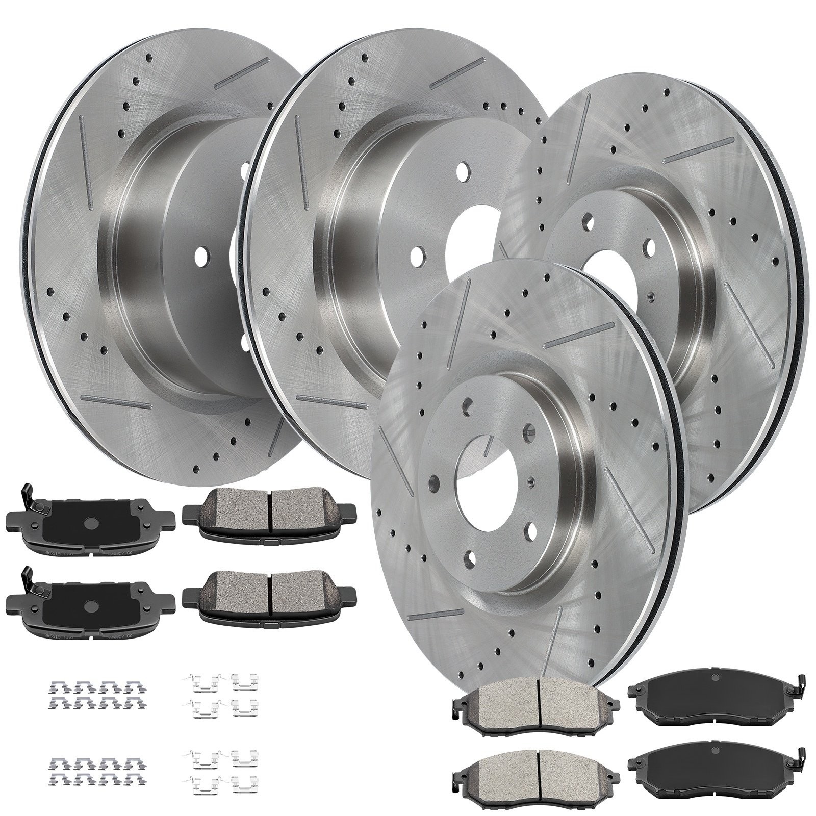 Front And Rear Brake Rotors & Ceramic Pads For Infiniti G35 EX35 EX37