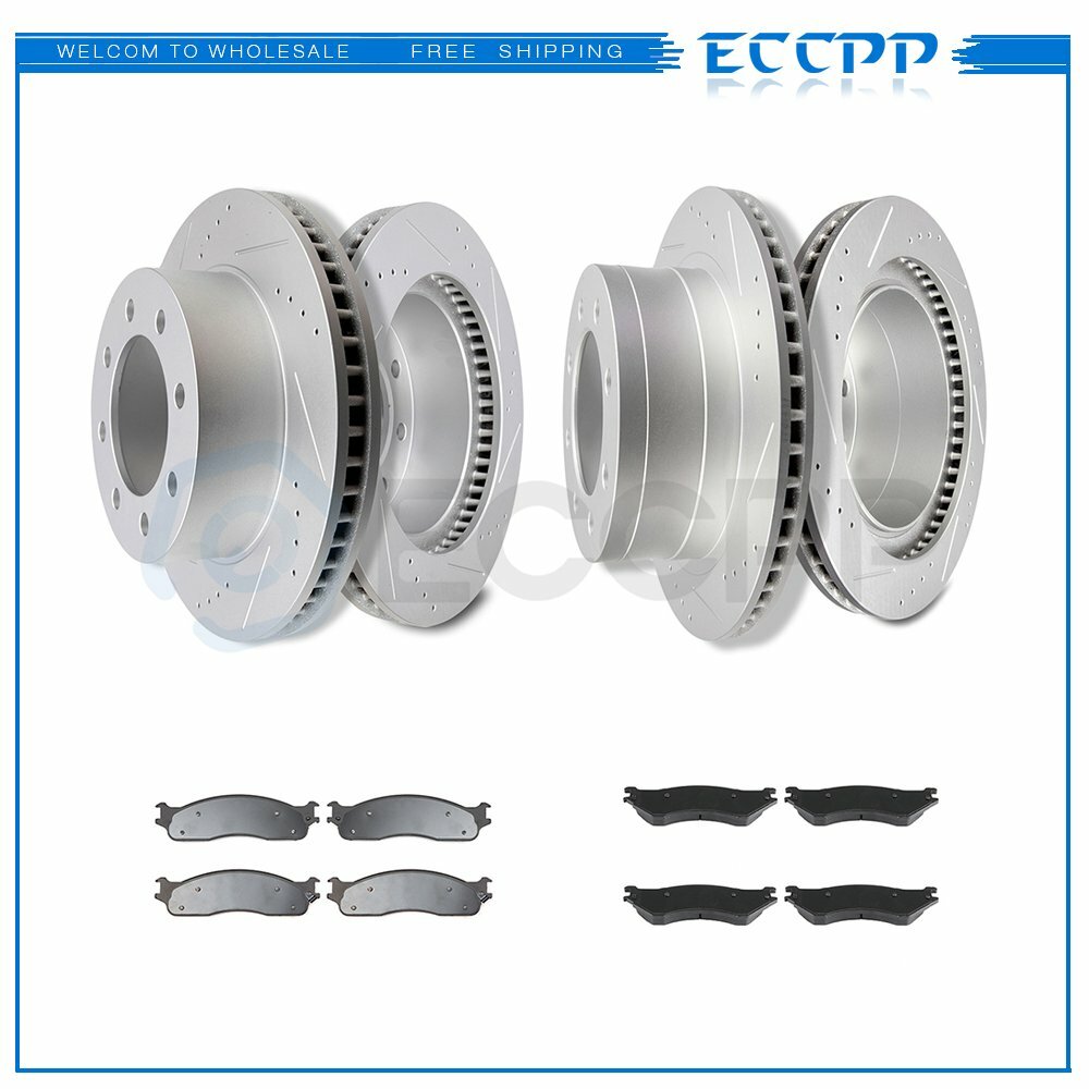 Ceramic Brake Pads And Rotors Front Rear For Dodge Ram 3500 SXT ST TRX4 SLT