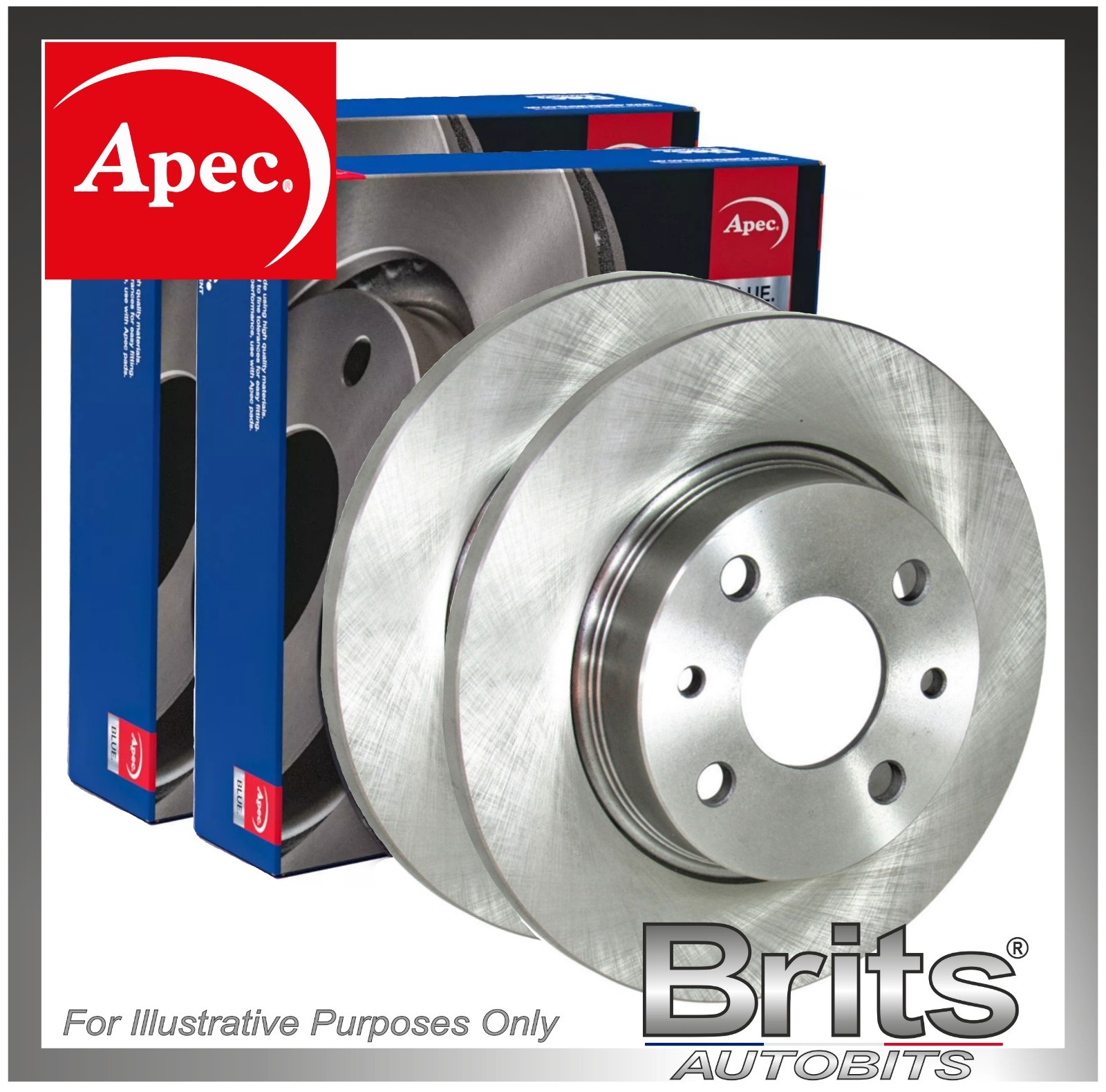 Genuine Apec Blue Rear Solid Brake Discs Set for Ford Kuga 1.5 2.0 (2012–2020)