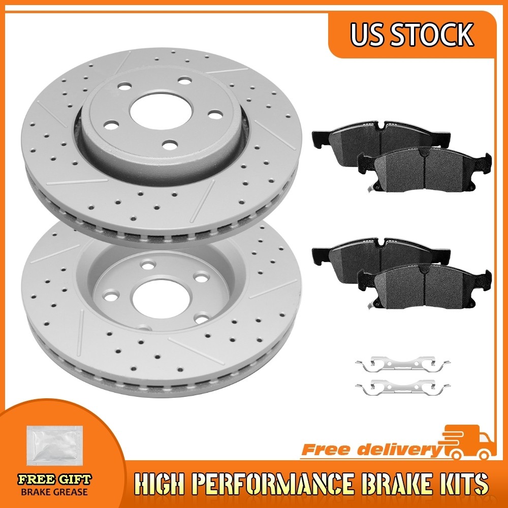 Front Drilled Brake Rotors Ceramic Pads For 2011-2020 Durango Grand Cherokee