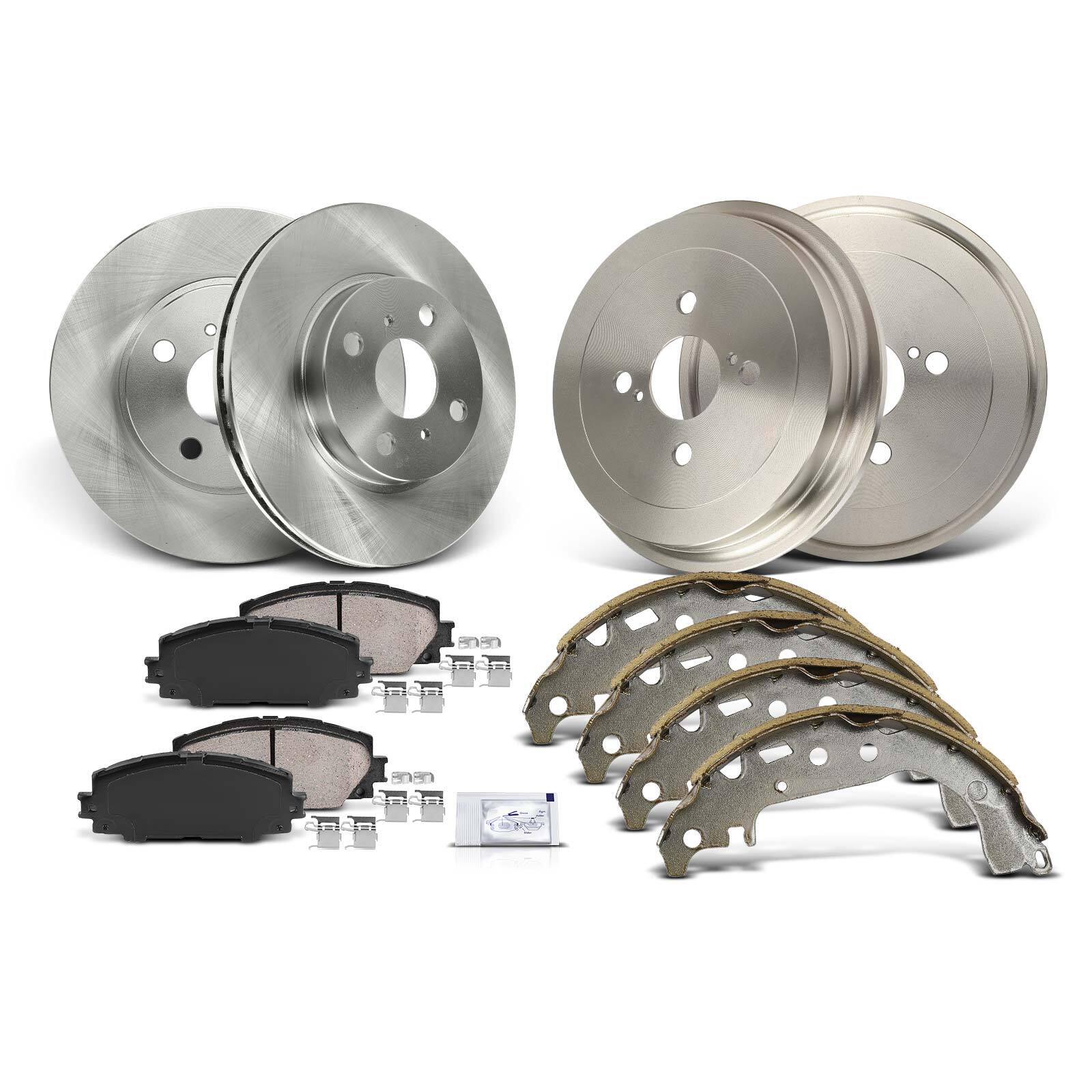 Front Disc Brake Rotor & Pad & Rear Brake Drum & Shoe for Toyota Yaris 2007-2014