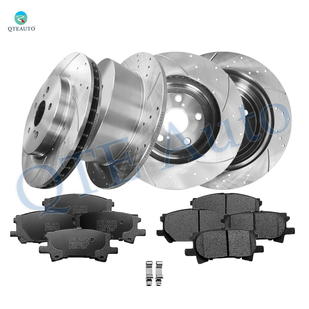 12PC 319mm-288mm Drilled Brake Rotors-Ceramic Brake Pad To 2004-2006 Lexus RX330