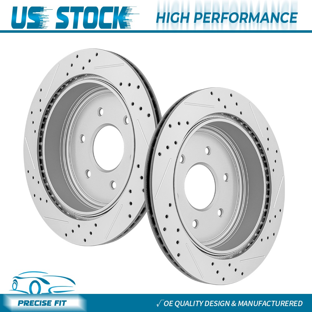 Rear Drilled Disc Brake Rotors for 2017-2020 2021 2022 2023 2024 Nissan Titan