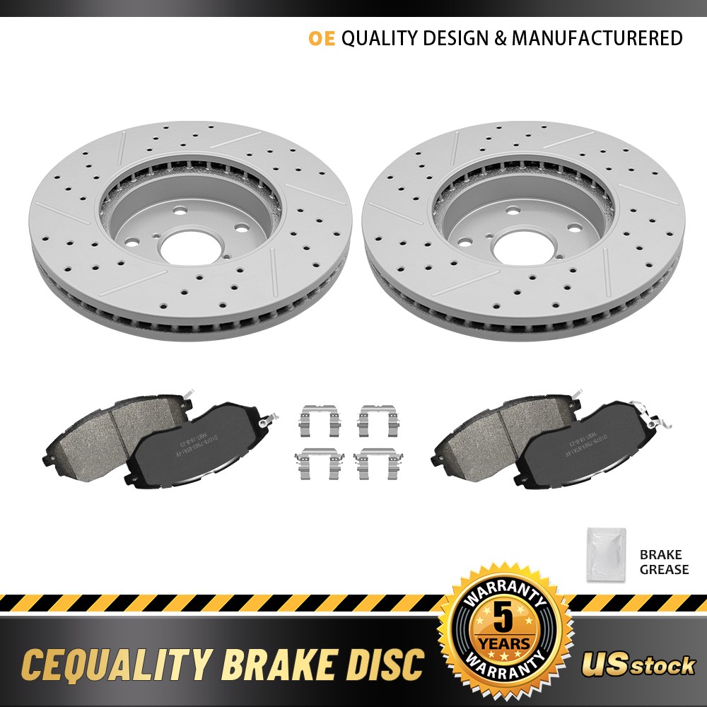 293.5mm Front Drilled Disc Brake Rotors Ceramic Pads For 2015 Subaru Legacy 2.5L