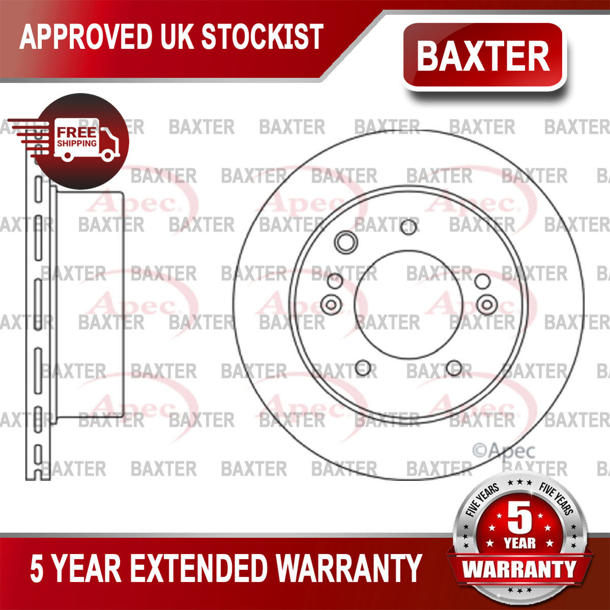 Fits Kia Sorento 2002-2009 2.4 2.5 CRDi 3.5 Baxter Rear 1x Brake Disc 584113E300