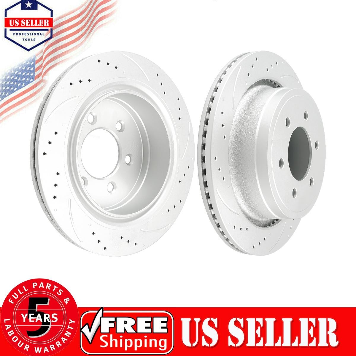 Set of 2 Rear Drilled & Slotted Brake Rotors Fits 2012-2018 Ford F-150 12065135