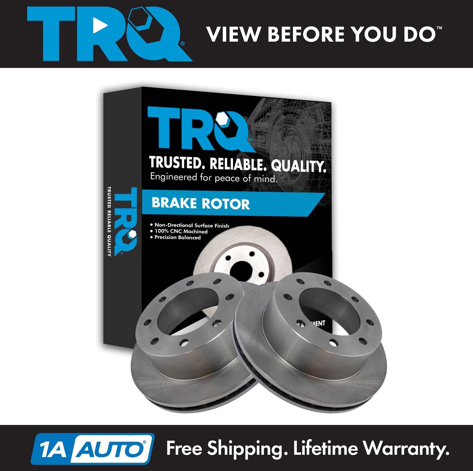TRQ Disc Brake Rotor Rear Pair Set for Ford Excursion F250SD F350SD SRW