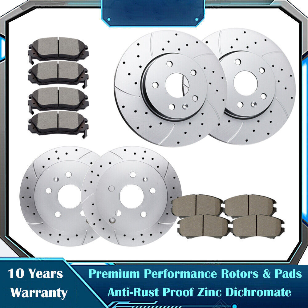 Front Rear Drilled Disc Rotors & Brake Pads for Chevy Equinox Terrain Brakes Kit