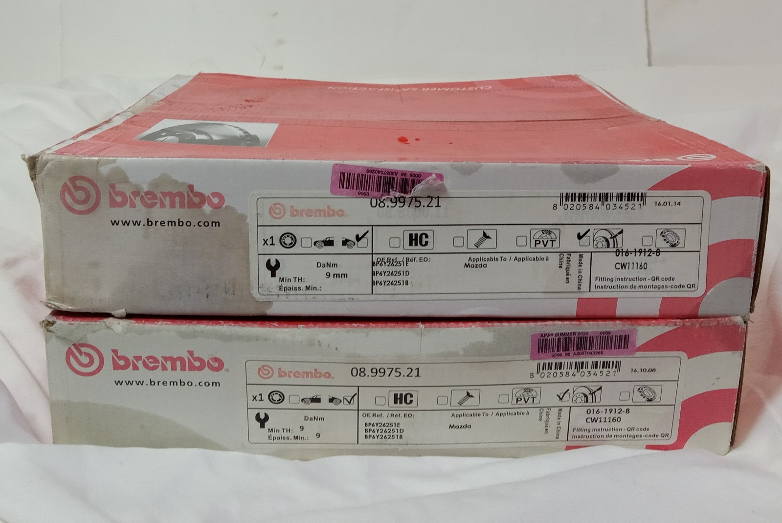 Set of 2 Disc Brake Rotor Rear Mazda 04-13 9mm CW11160 016-1912-8 New
