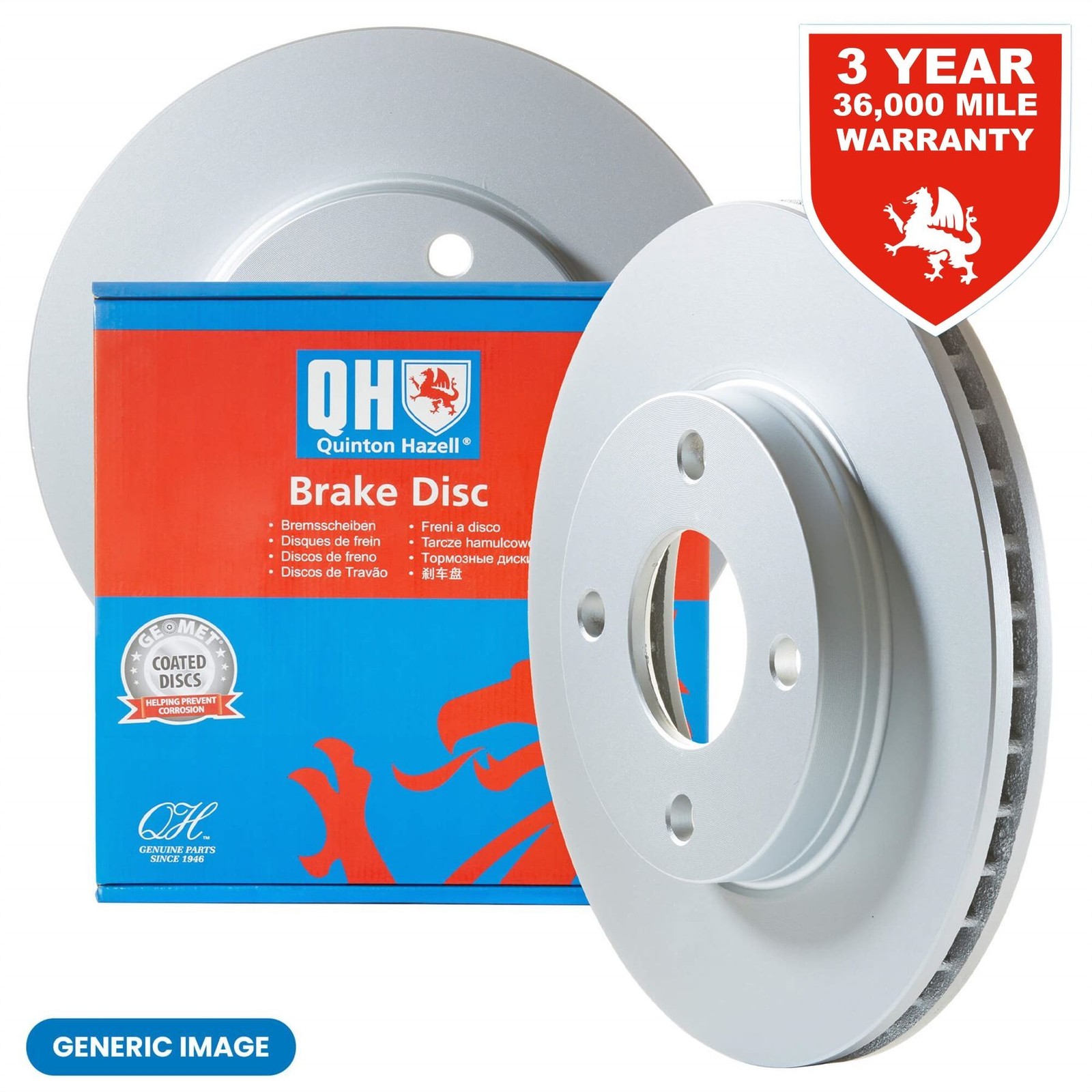 Quinton Hazell Front Axle Internally Vented 256mm Brake Disc Pair Set – BDC5536