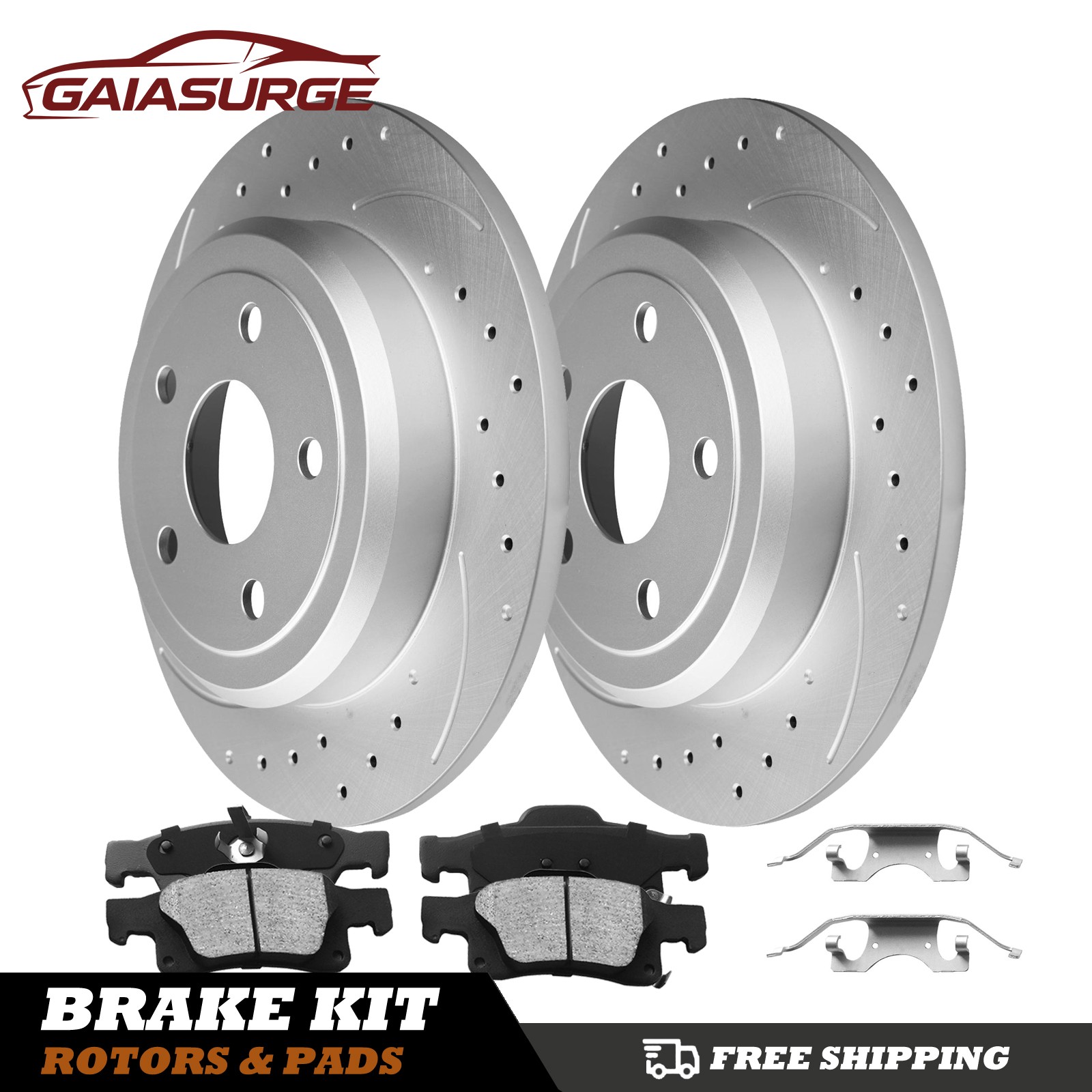 Rear Brake Rotors Ceramic Brake Pads Kit for Jeep Grand Cherokee 2011 – 2020