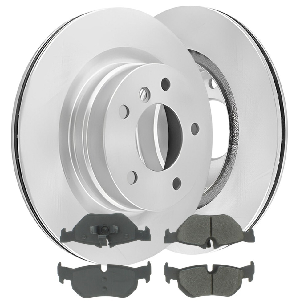 Rear Right & Rear Left Vented Brake Rotors With Pads For BMW 323i 11-06