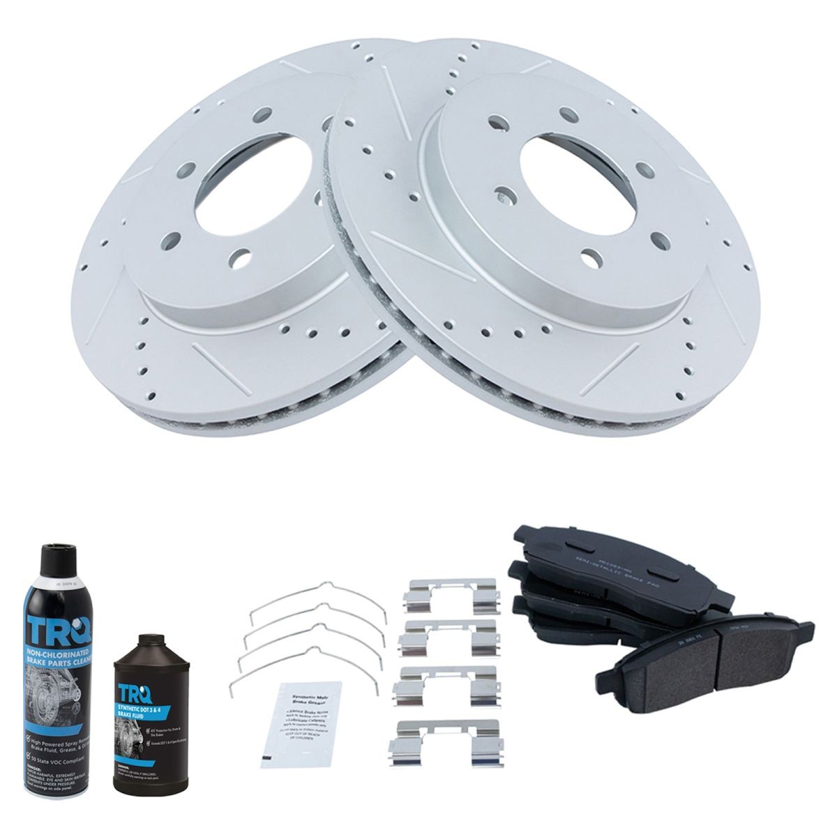 Front Performance & Brake Rotor & Metallic Pad Kit w/Chemicals