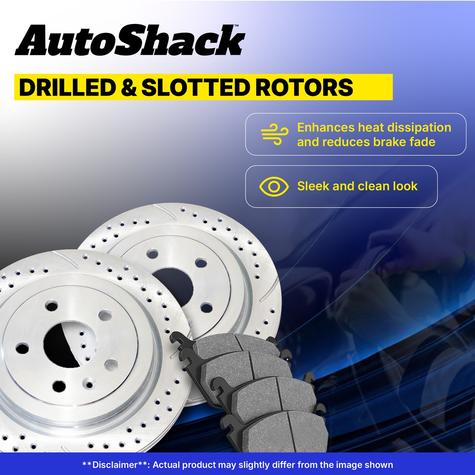 Front Drilled Slotted Brake Rotors Premium Ceramic Pad for Hyundai, Tucson 10-17