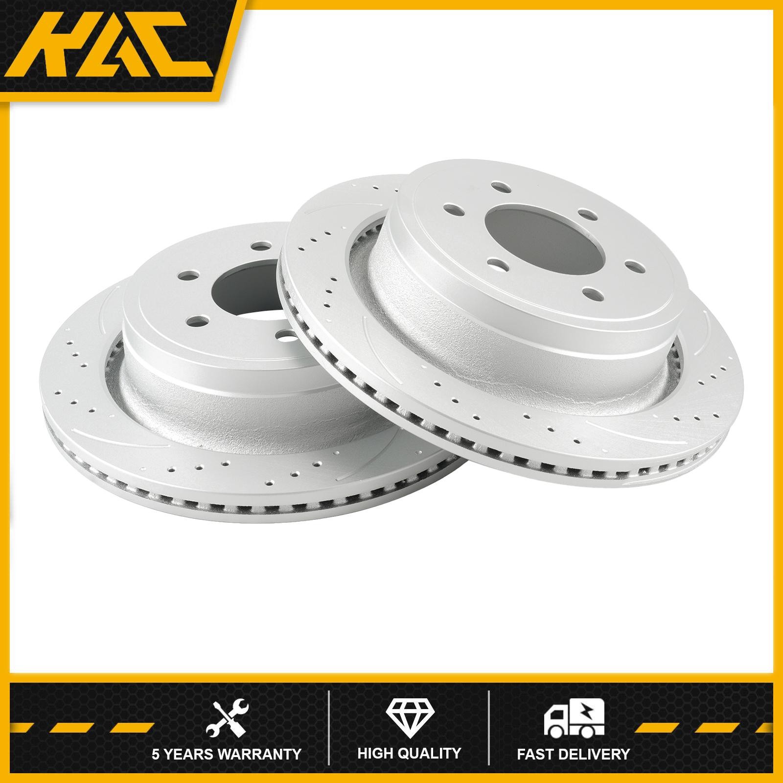 348mm Rear Drilled Slotted Brake Rotors Fit For 2012-2014 2015-2018 Ford F-150
