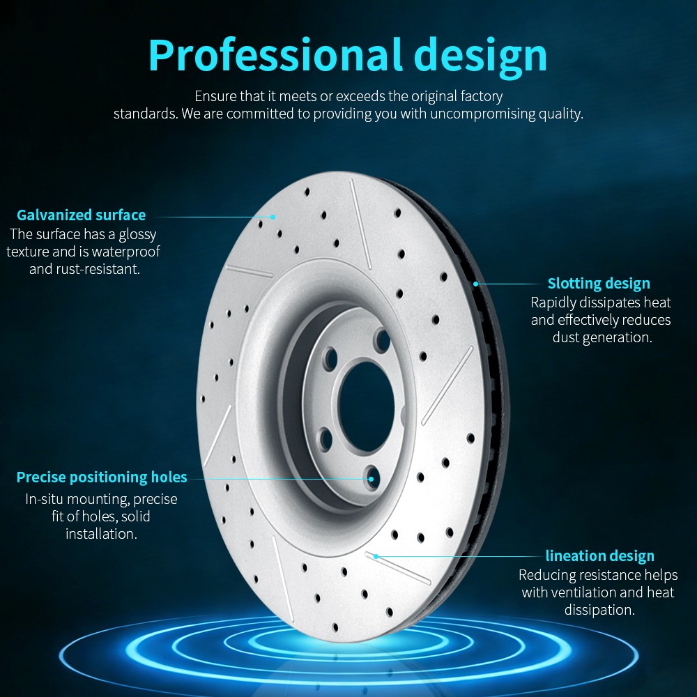 269mm Rear Drilled Brake Disc Rotors For Toyota Avalon Camry Solara Es300 Es330