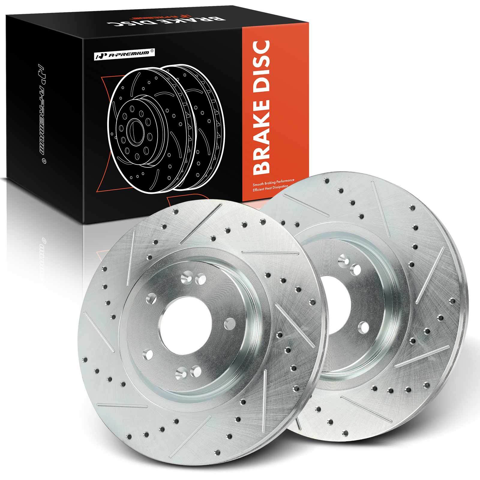 A-Premium Front Drilled Brake Rotors for Kia Sedone 2015-2021 3.3L Van 4-Door
