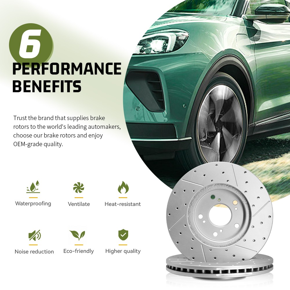 309mm Rear Drilled Disc Brake Rotors Set for 2008 – 2014 Toyota Highlander