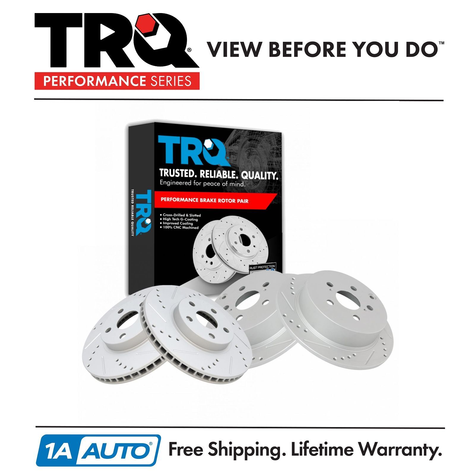 TRQ Performance Drilled & Slotted Front & Rear Brake Rotor Set for Toyota