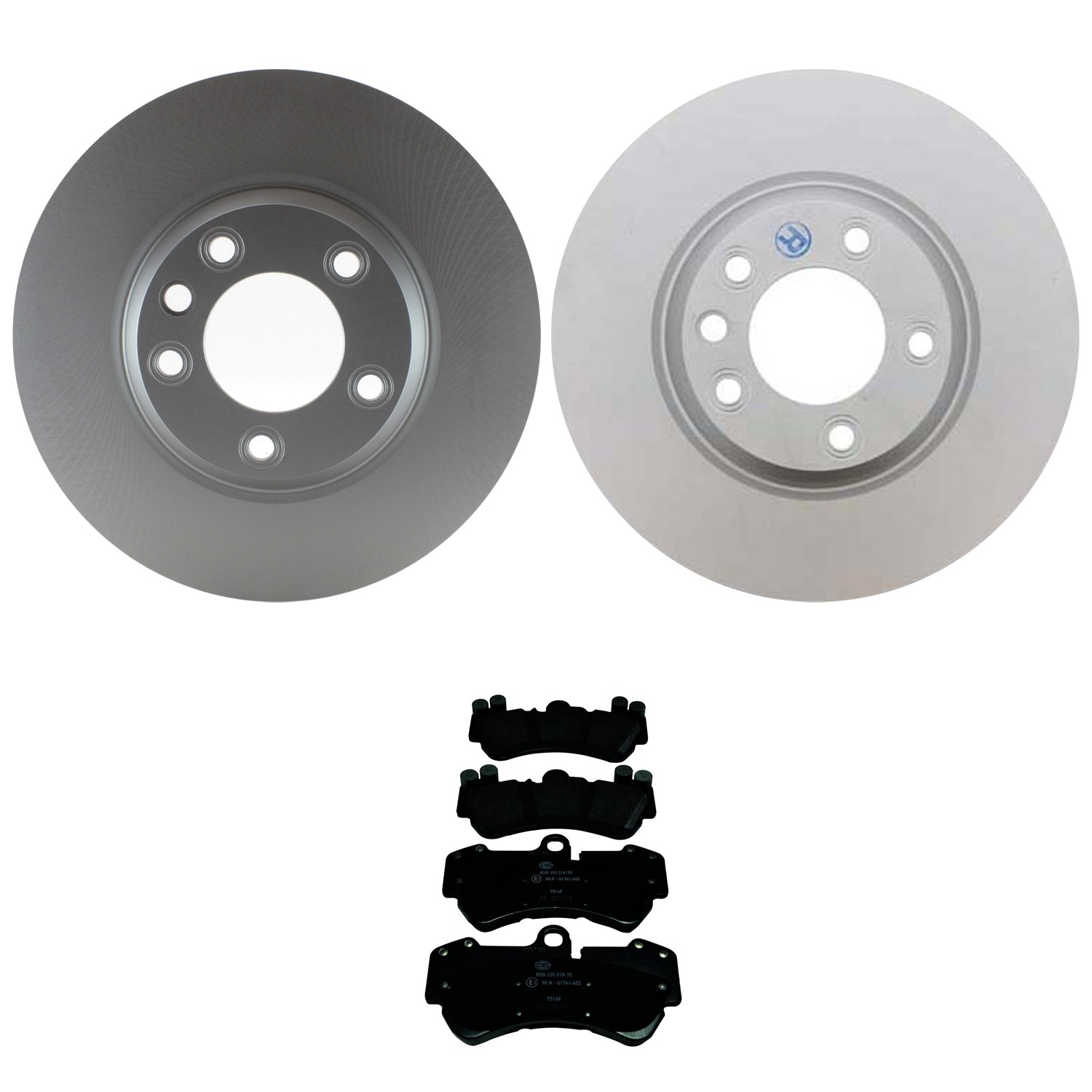 SHW Front Rotors Hella Low-Met Disc Brake Pad Kit For Cayenne Touareg 2004-2006