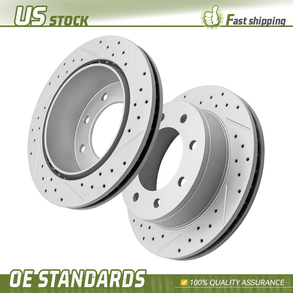 330mm Rear Drilled Disc Brake Rotors Set for GMC Yukon XL 2500 Savana 3500 Van