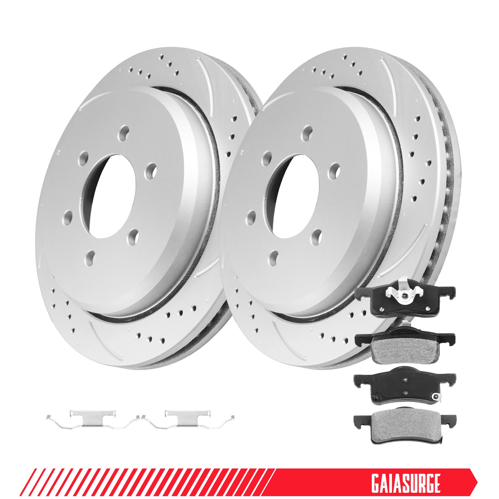 13.5mm Rear Drilled Slotted Rotors Ceramic Pads for Ford Expedition 2003 – 2006