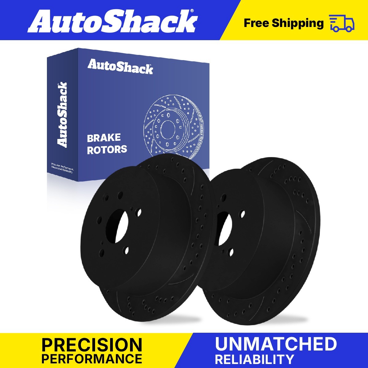 Rear Drilled Slotted Brake Rotors Pair for Toyota, Highlander 2014-2019