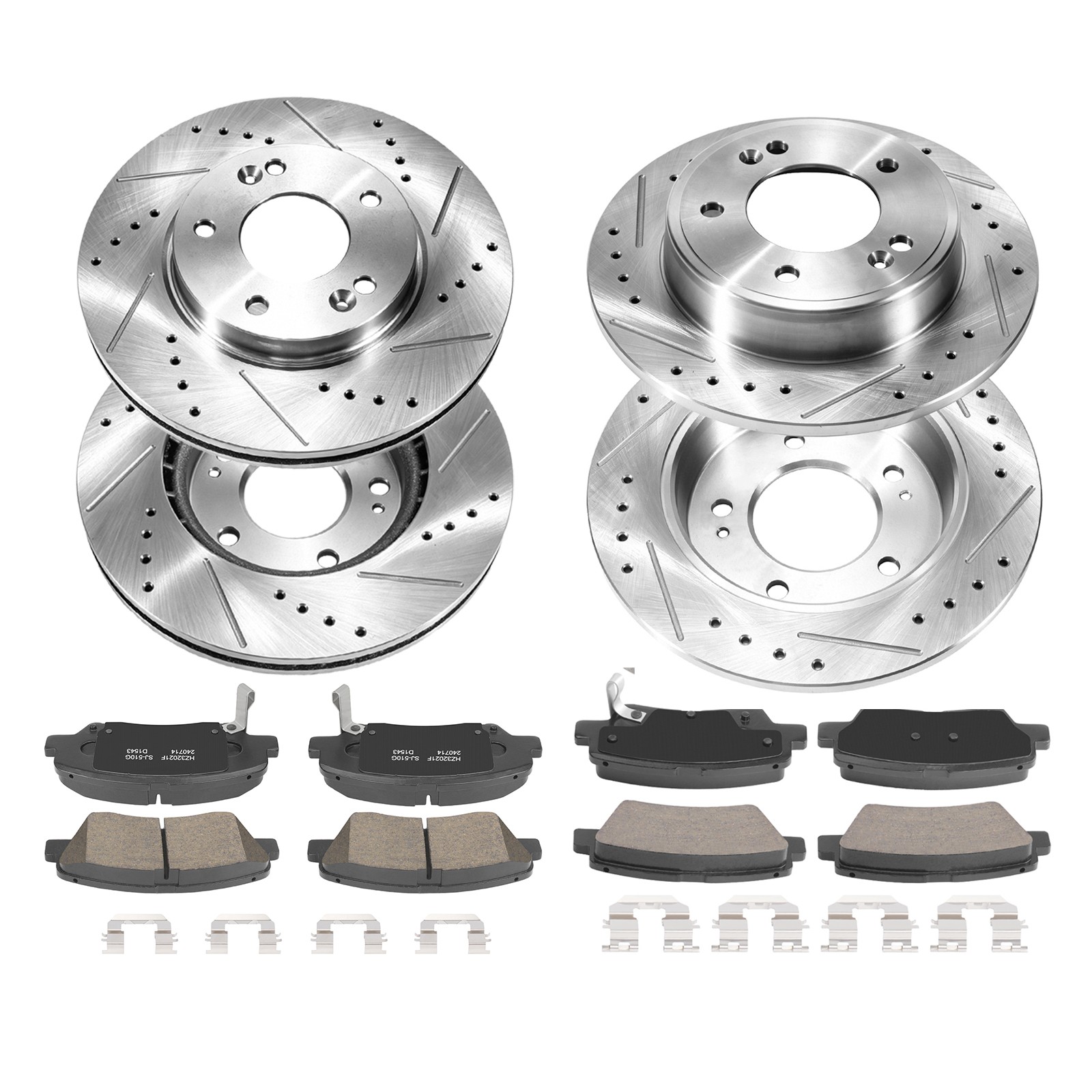Front Rear Brake Disc Rotor + Pads Kit for GT Kia Forte Hyundai Elantra Veloster