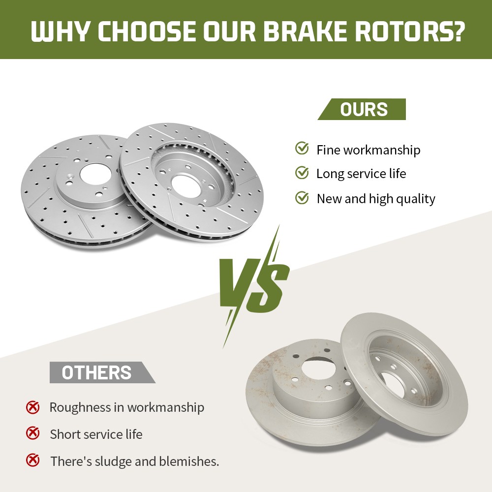 309mm Rear Drilled Disc Brake Rotors Set for 2008 – 2014 Toyota Highlander