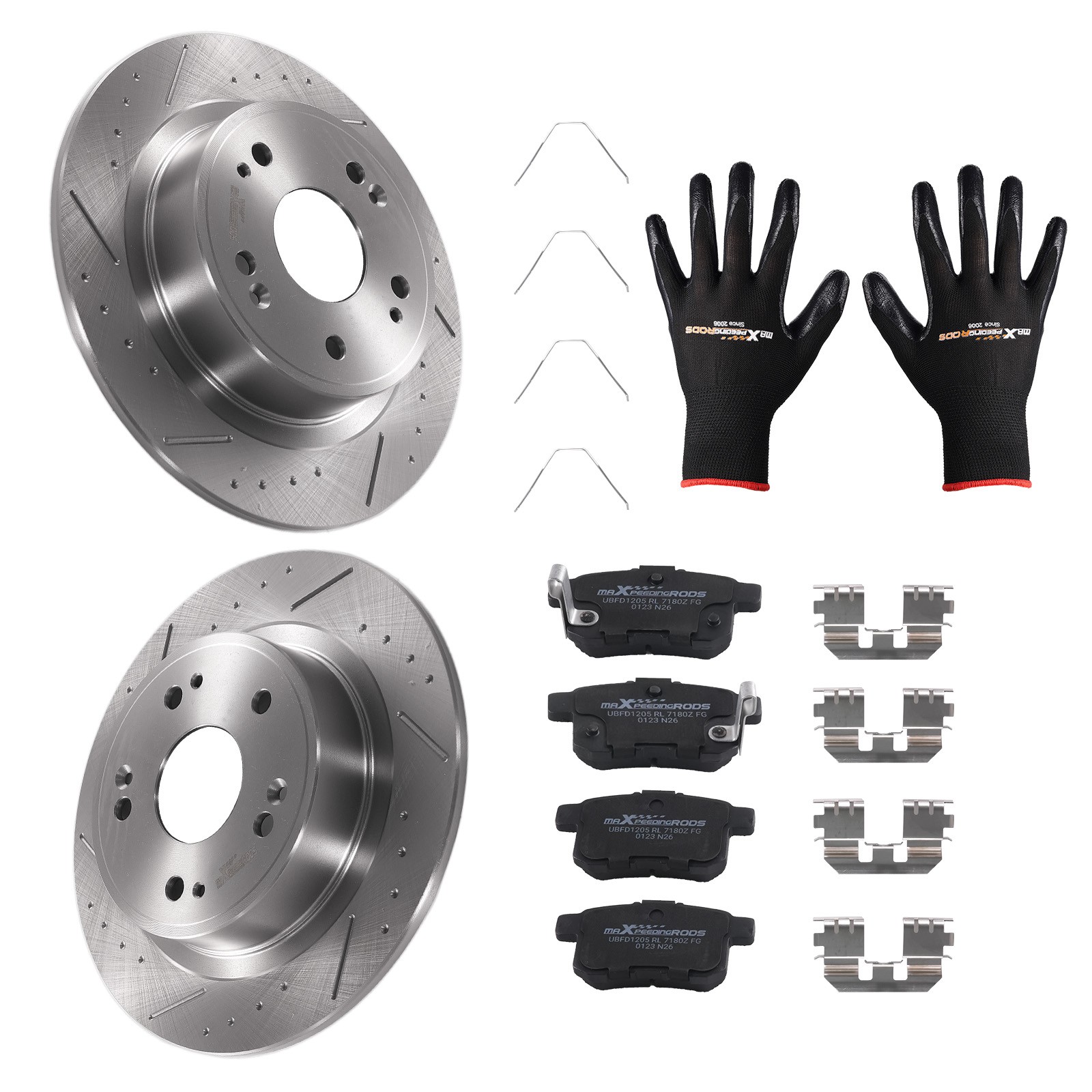 Rear Drilled Slotted Brake Rotors Ceramic Pads for Honda Accord 2008-2017 S31479