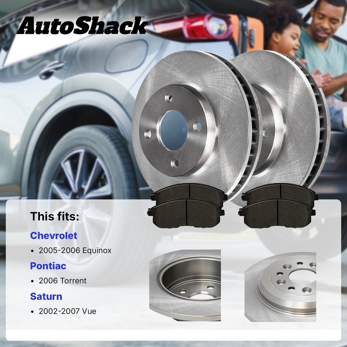 Front Brake Rotors & Pads for Chevy Equinox Pontiac Torrent 2002-2007 Saturn Vue