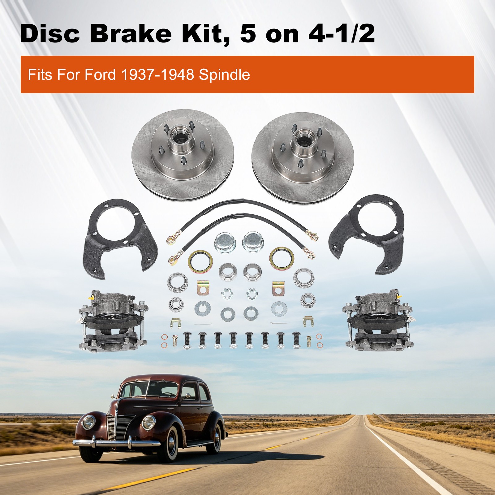Disc Brake Assembly 5 on 4-1/2 Drilled & Slotted Front Disc Brake Kit 5 on 4.5