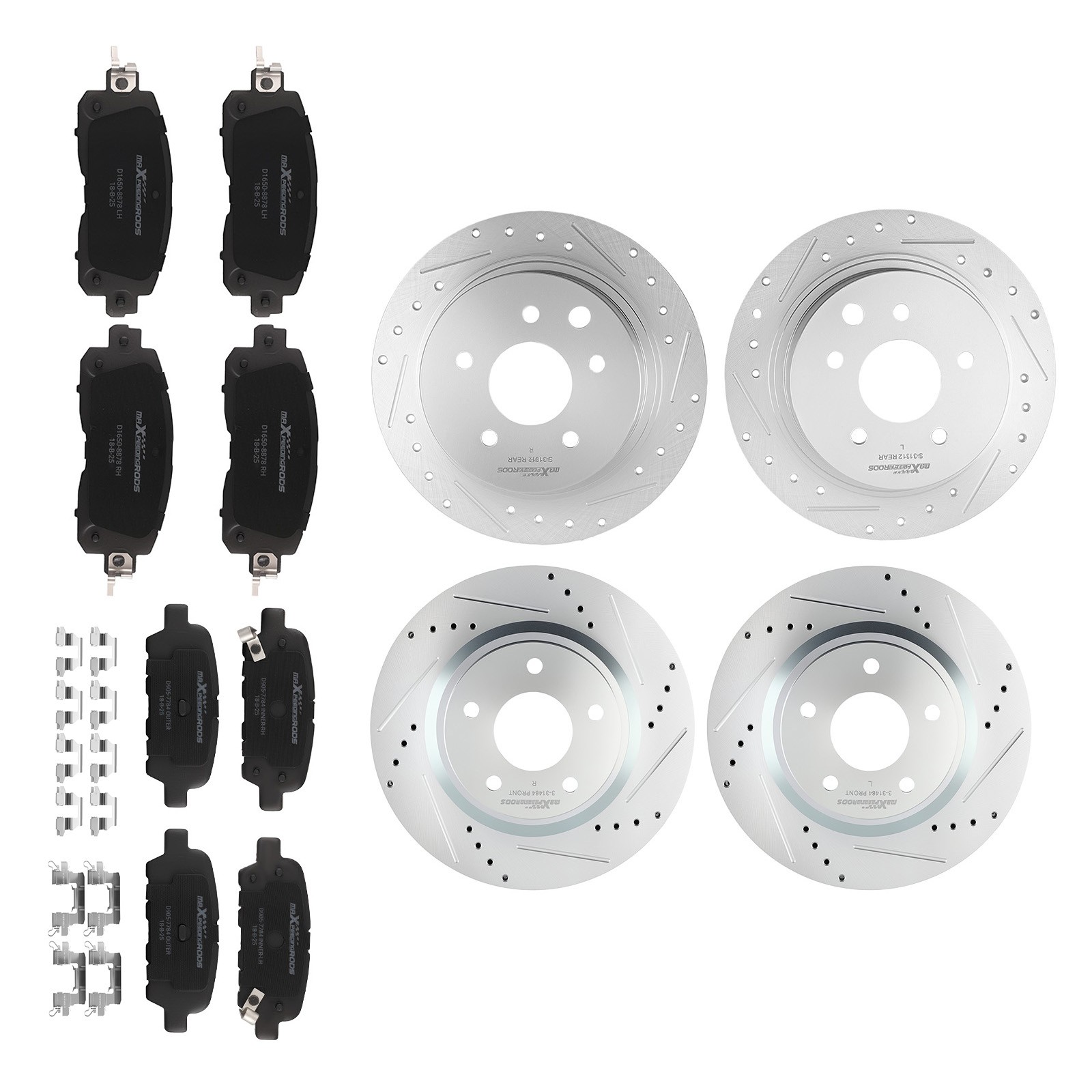Front Rear Drilled Rotors Brake Pads for Nissan Altima 2013-2023 S-31464 S-31312