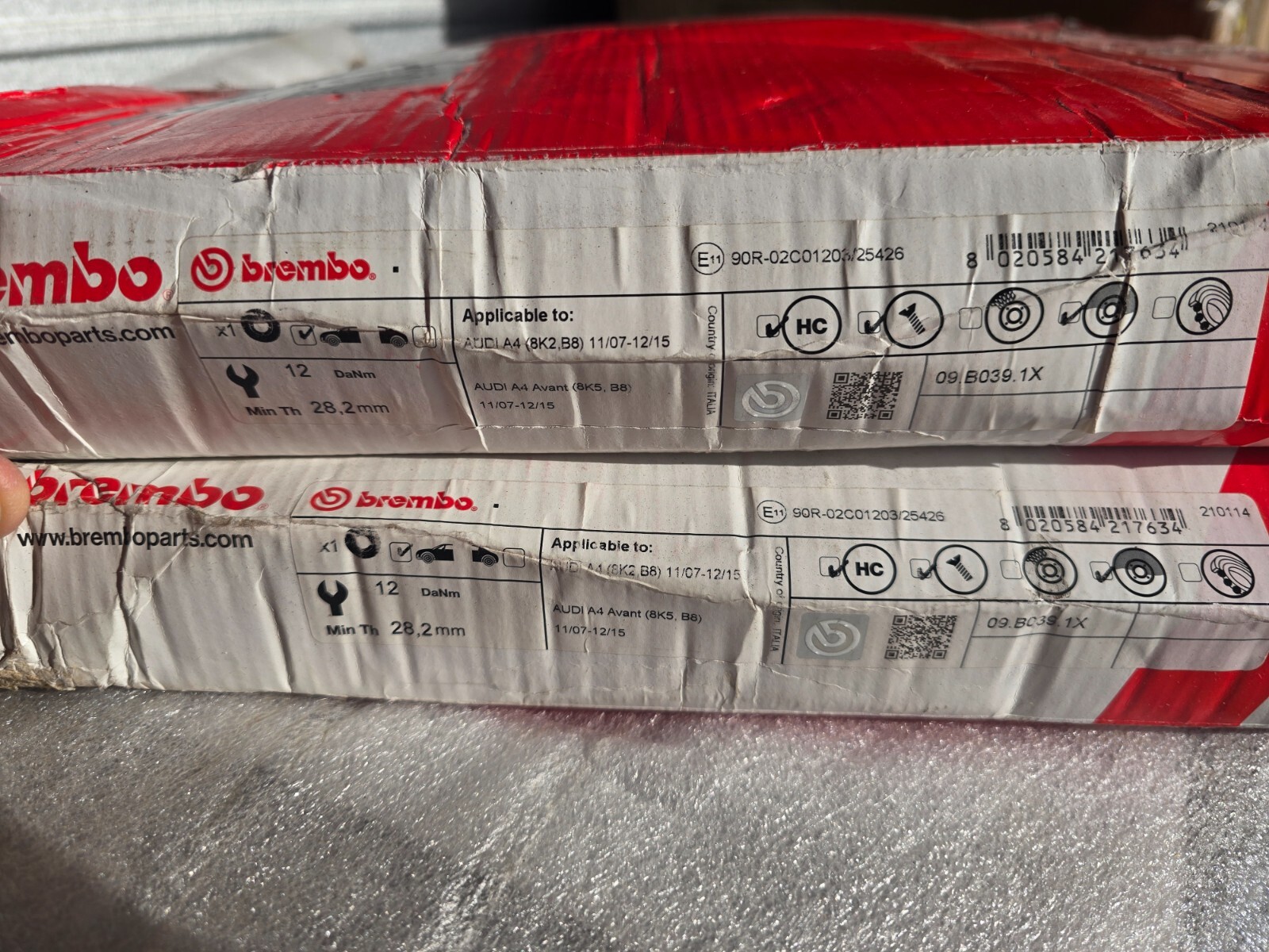 Audi S5 Brembo Disc Brake Rotor Front 09B0391X Xtra Cross Drilled – New Pair