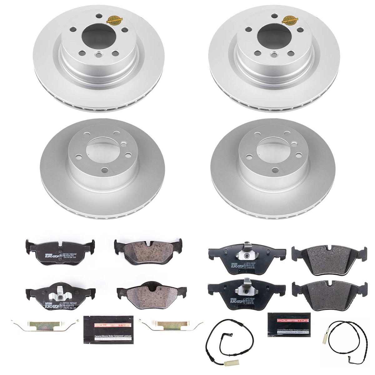 ESK5766 Powerstop Brake Disc and Pad Kits 4-Wheel Set Front & Rear for BMW 128i