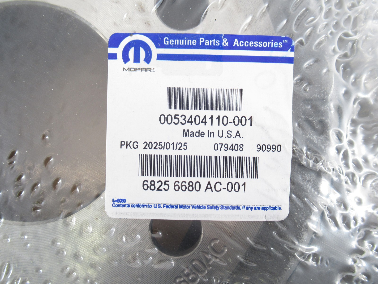Genuine OEM Mopar Dodge Jeep 68256680AC Rear Brake Rotor