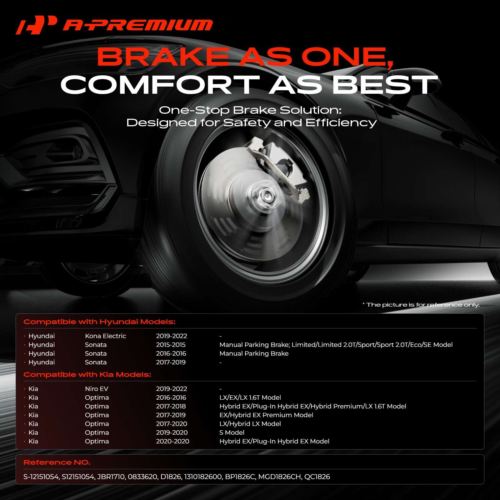 A-Premium Front 305mm Drilled Brake Rotor & Ceramic Pad for Hyundai Sonata Kia