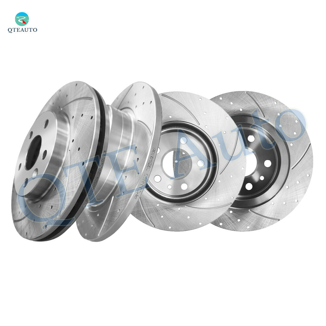 Set of 4 Front-Rear Drilled Slotted Brake Disc Rotors For 2011-2015 Chevy Cruze