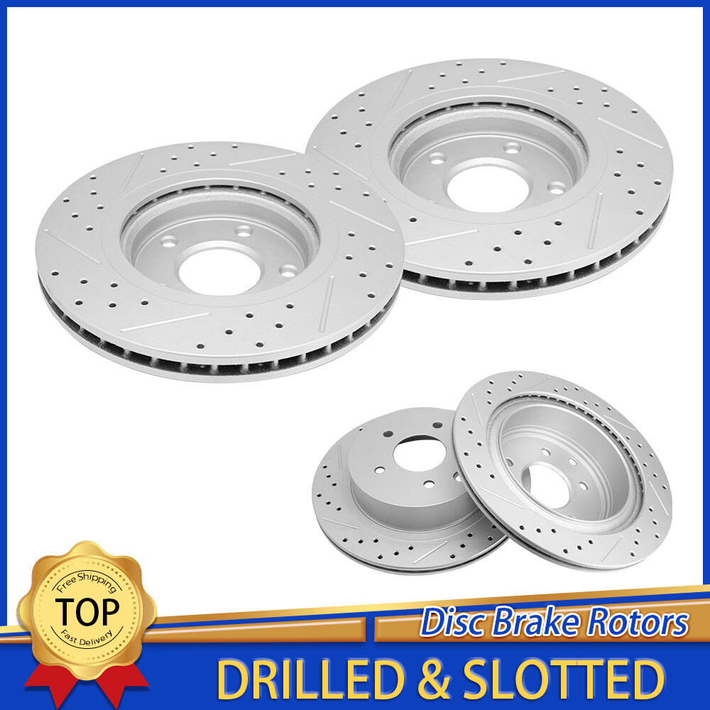 Front & Rear Drilled Brake Rotors for Nissan Rogue Select Sport Qashqai