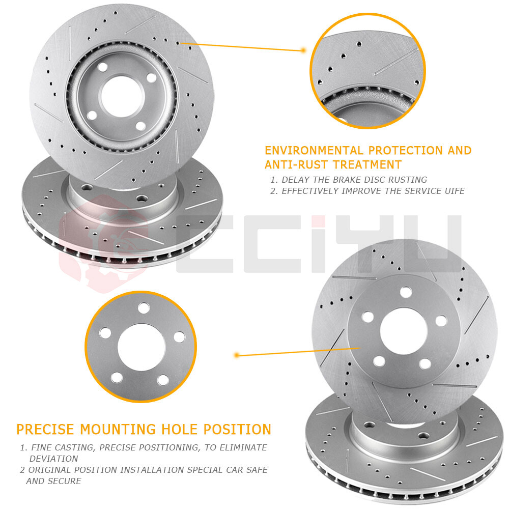 Front Drilled & Slotted Brake Rotors For 1998-2004 Chevy GMC S10 Blazer Jimmy