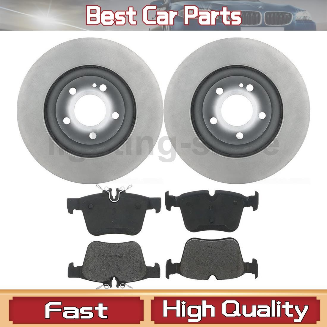 Rear Disc Brake Pad Set Disc Brake Rotor Fits Mercedes-Benz 2015-2019 C300 3 pcs