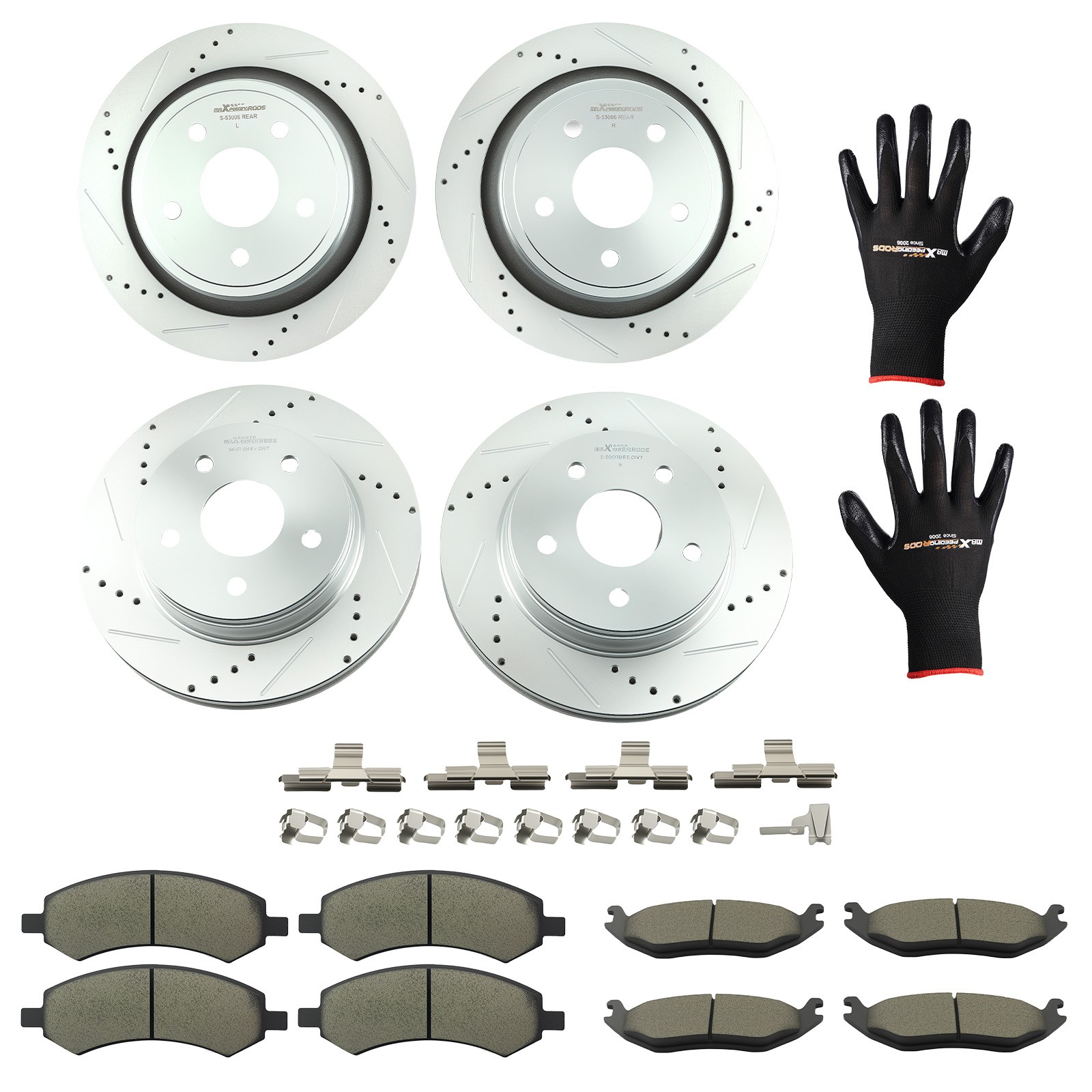 Front Rear Brake Rotors+Brake Pads for Dodge Ram Durango/Chrysler Aspen/Ram 1500