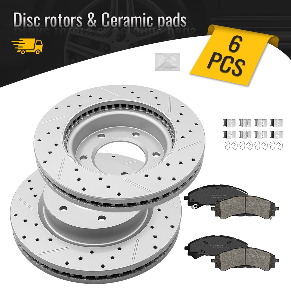 Front Disc Brake Rotors And Ceramic Pads Kit for 2019 – 2022 2023 Ford Ranger