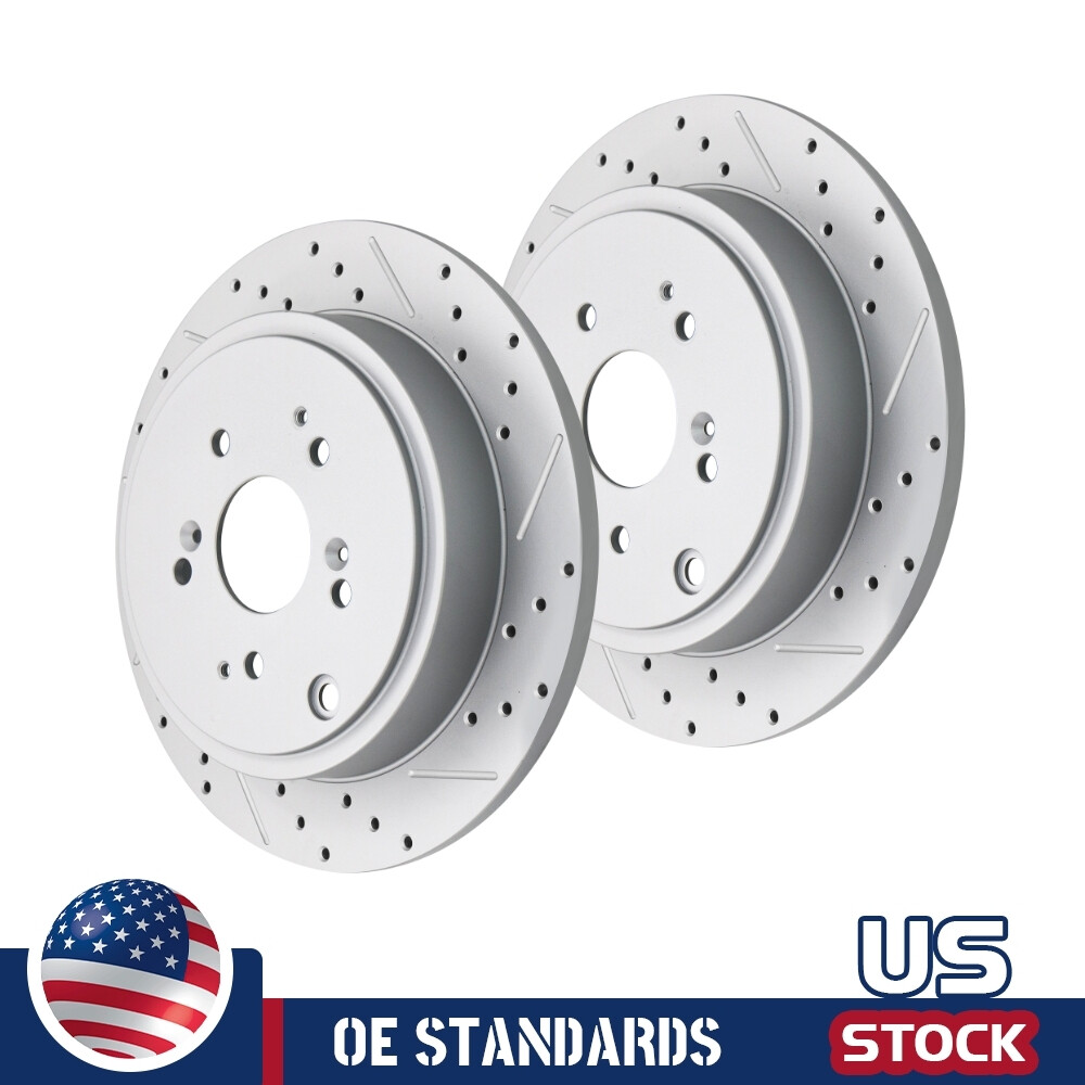 For 2001 – 2006 Acura MDX 2003 – 2008 Honda Pilot Rear Drilled Disc Brake Rotors