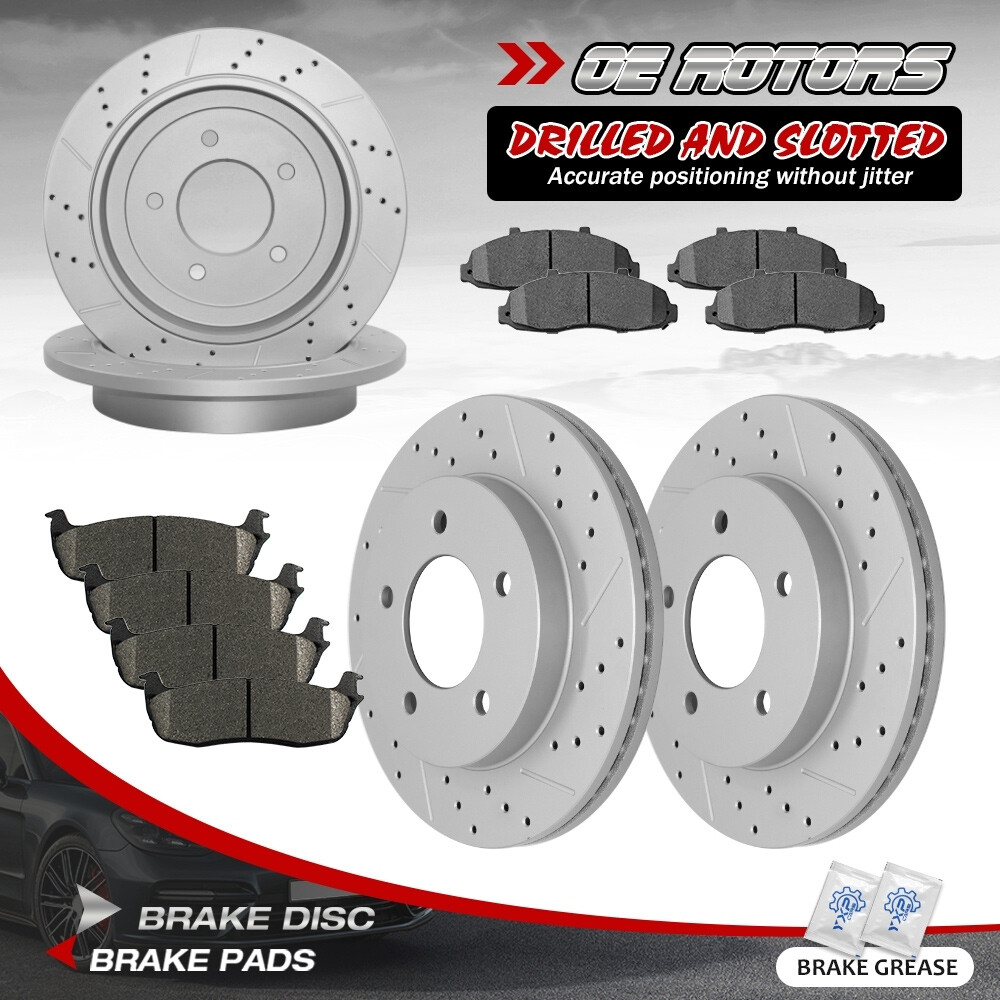 4WD Front Rear Drilled Disc Rotors & Brake Pads for 2000 2001 – 2003 Ford F-150