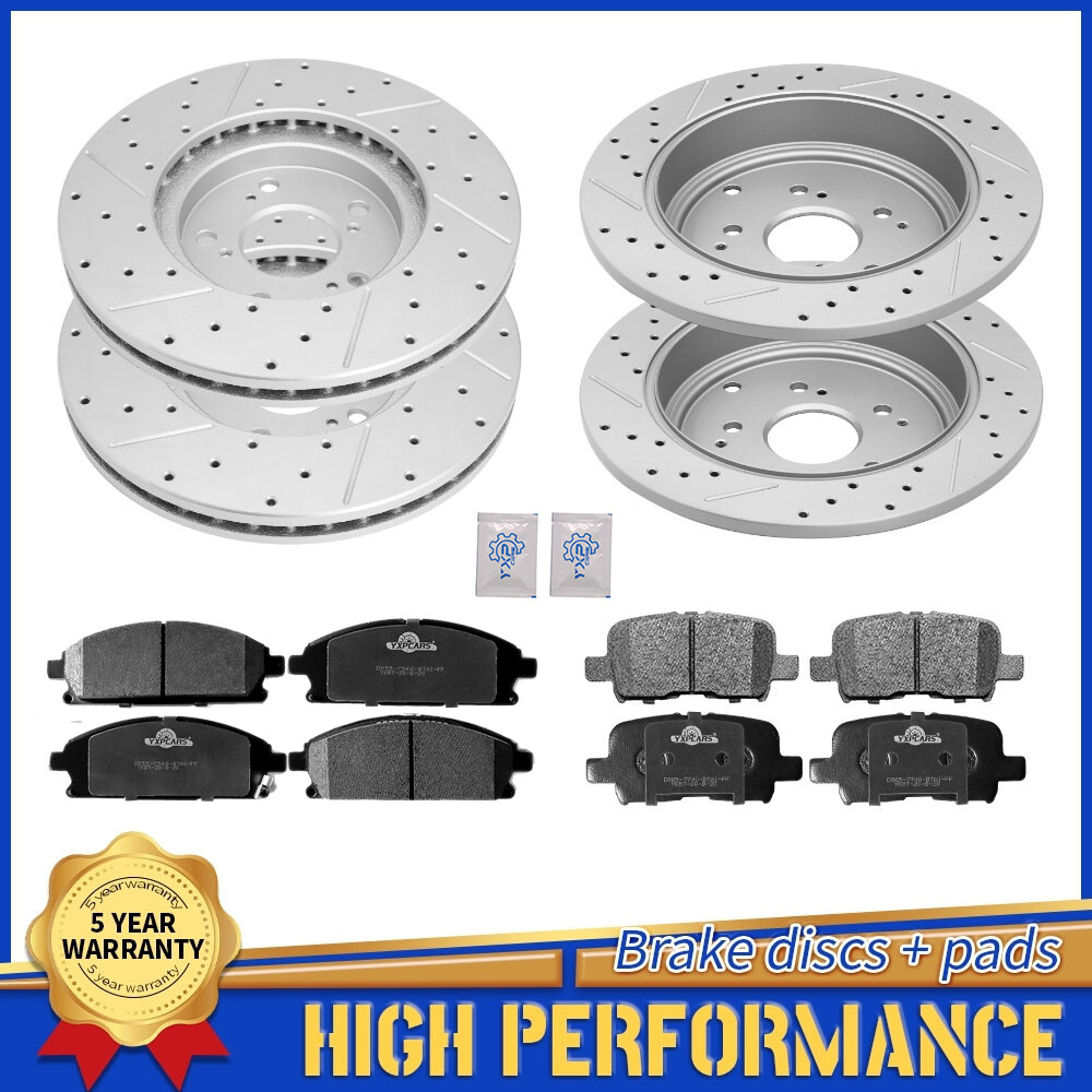 Front Rear Drilled Disc Rotors & Ceramic Brake Pads For 2003 – 2006 Acura MDX